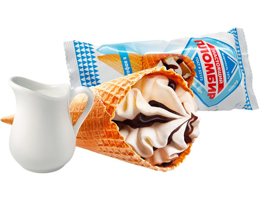 Вафельный рожок пломбир