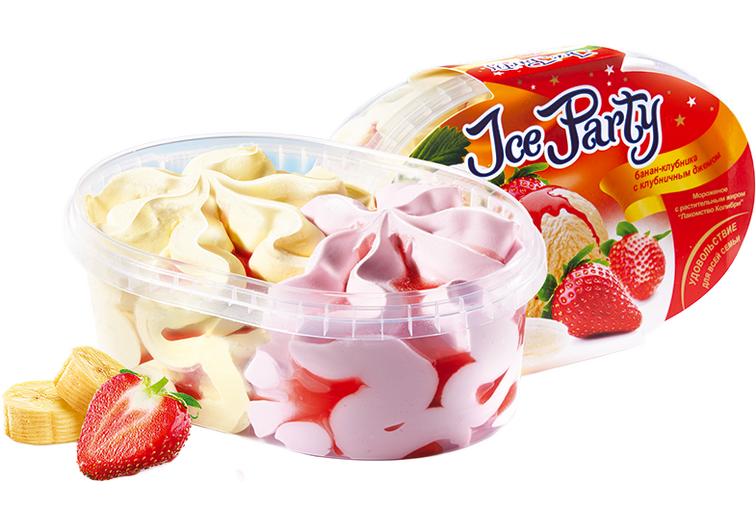 ICE PARTY бананово-клубничное с клубничным джемом