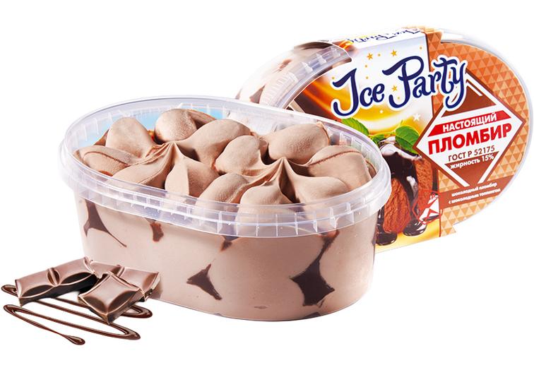 ICE PARTY пломбир шоколадное с шоколадным топпингом