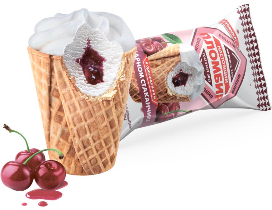 Сахарный стаканчик с начинокой вишня