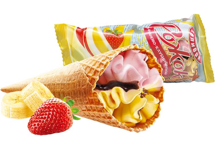 Рожок бананово-клубничны